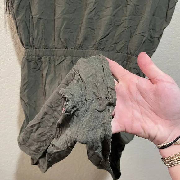 ASOS Olive Green Fringe Romper 8 Women's Western Urban Cowgirl Shorts - Picture 8 of 9